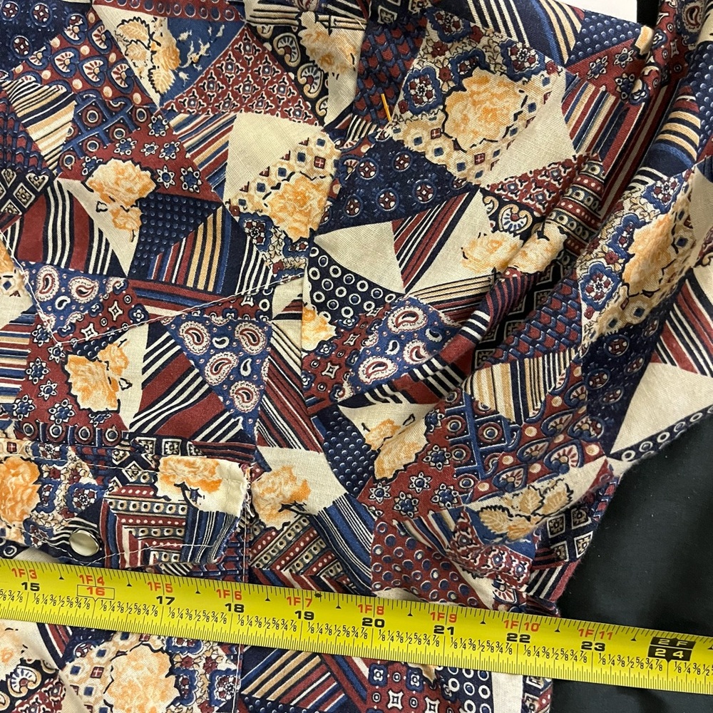 Vintage Sears Western Wear Pearl Snap Short Sleeve Geometric Casual Shirt 16.5 L - Picture 8 of 10